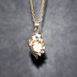 Vintage OPAL Pendant Necklace, Dolphin Ore 18K Gold Electroplate